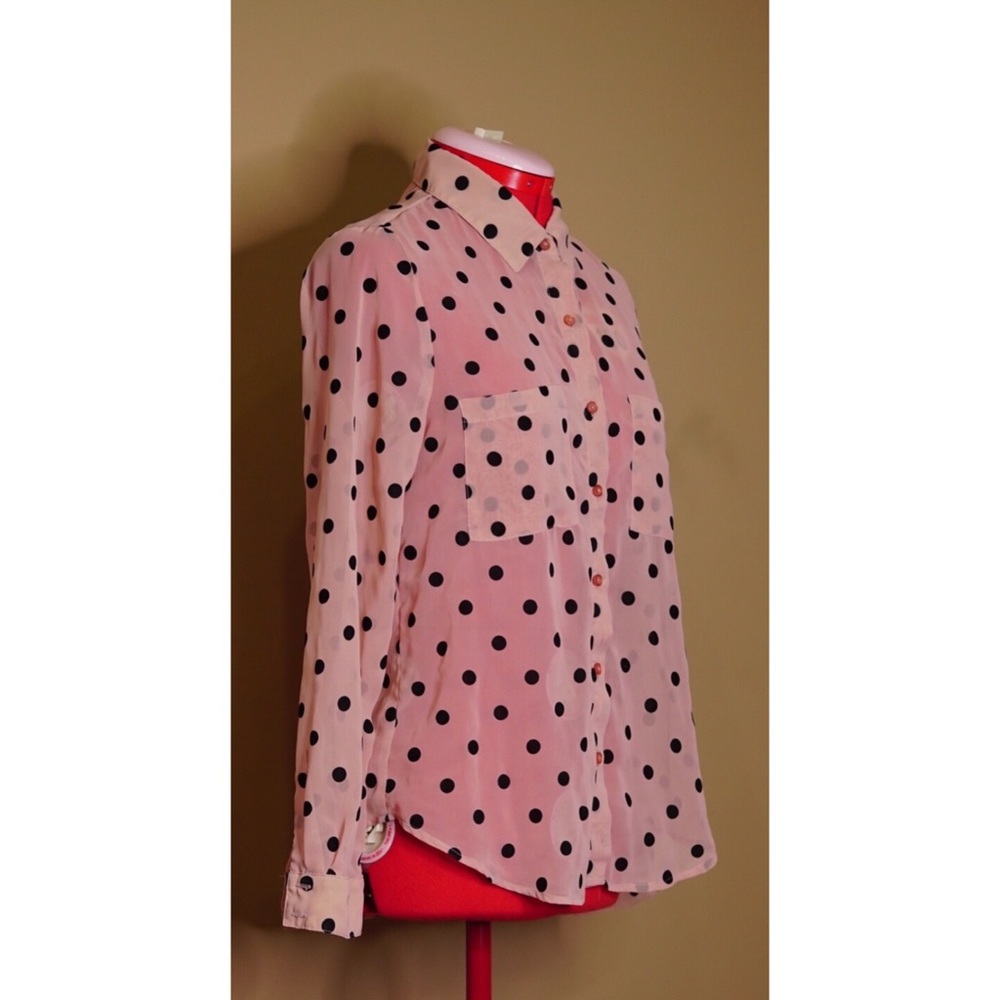 Chiffon Polka Dot Button-Up - image 2